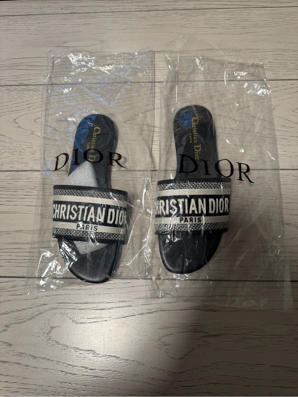 Christian Dior Black & White Slide Sandals - Picture 3 of 3